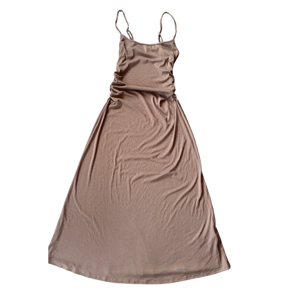 Cider Maxi Dress Women Medium Brown Ribbed Ruched Cami Sleeveless NWOT